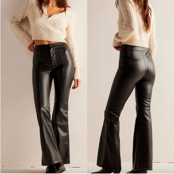 Free People We The Free Uptown Faux Leather High Rise Pants Women's 2 - Picture 1 of 9